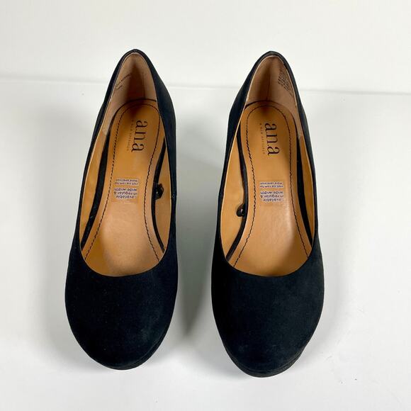 A.n.a Kenny Women’s Vegan Black Faux Suede Wedge Heel Size 6 - Picture 2 of 9